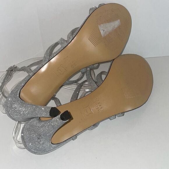 Stuart Weitzman Y2K Silver Slingback Strappy Heeled Sandals 9.5N - Picture 4 of 13